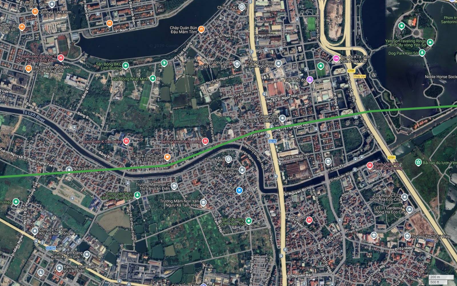 Bất động sản dọc metro số 4 Hà Nội tại Ngọc Hồi Tứ Hiệp với Chung cư Athena Complex, Rose Town Ngọc Hồi và Hồng Hà Eco City